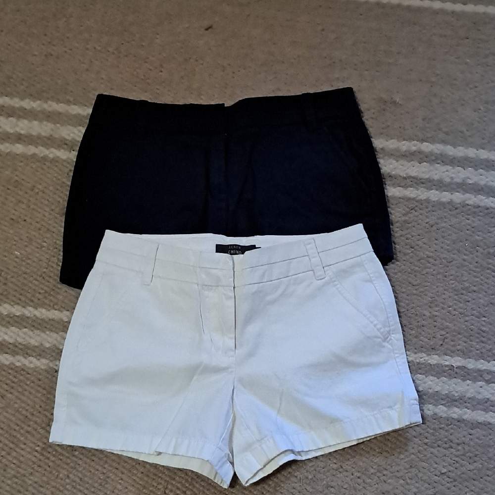 J. Crew Blue and White Tailored Cotton-Blend Shorts Duo